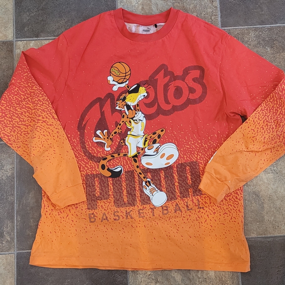 Puma Orange Gradient Long-Sleeve Basketball Graphic Tee